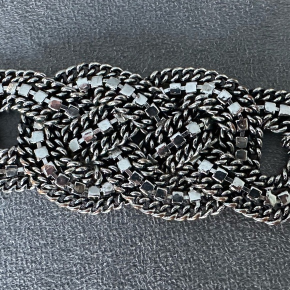 STELLA & DOT PETRA Silver Toned Woven Chains Crystal Rhinestones Chunky … - Picture 5 of 6